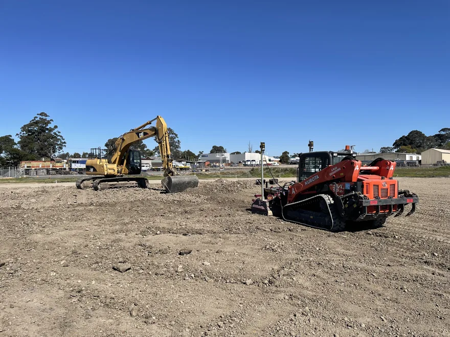 Large site graded and levelled beside commercial sheds