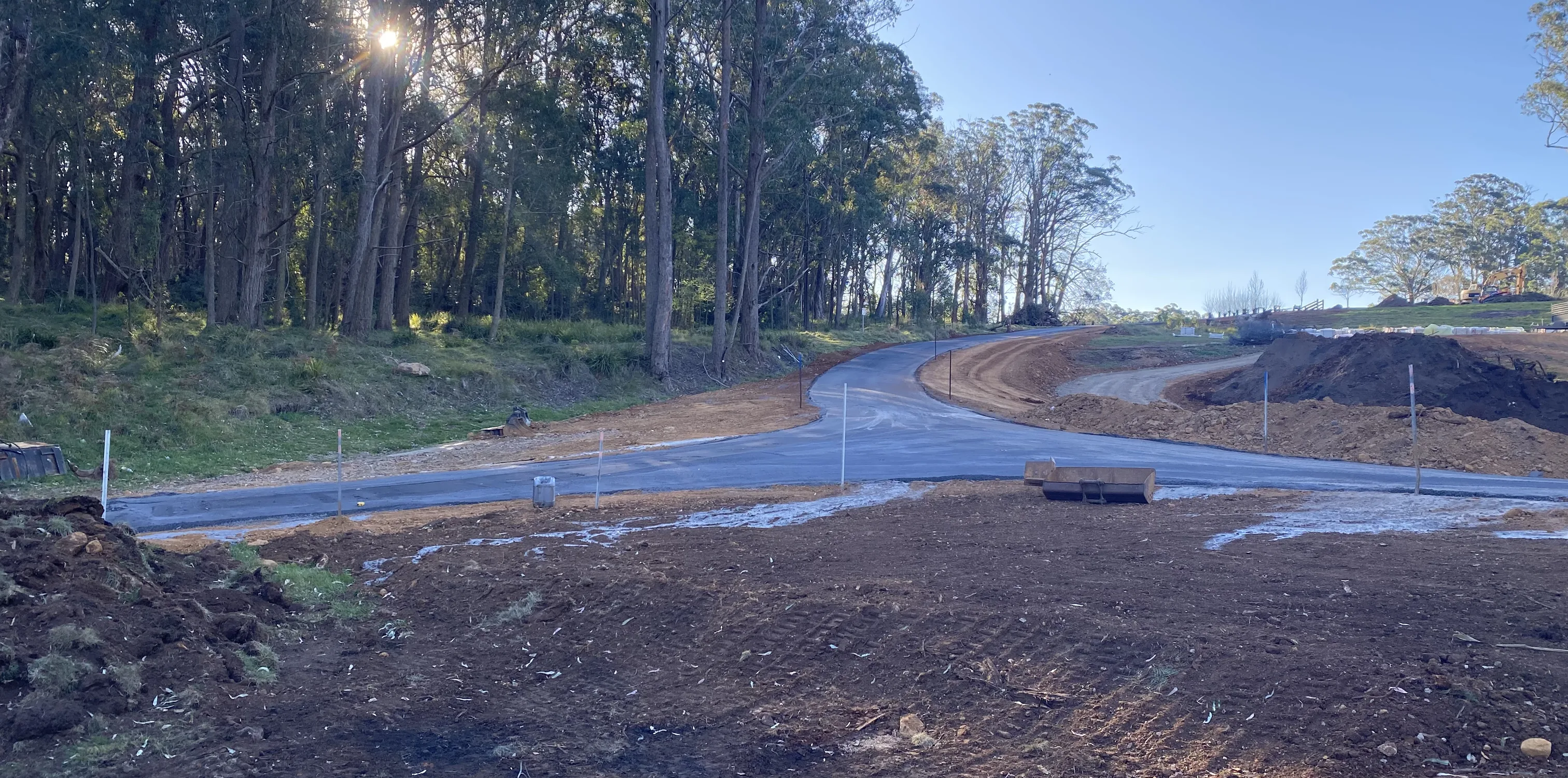 New subdivision road cut and sealed through bush